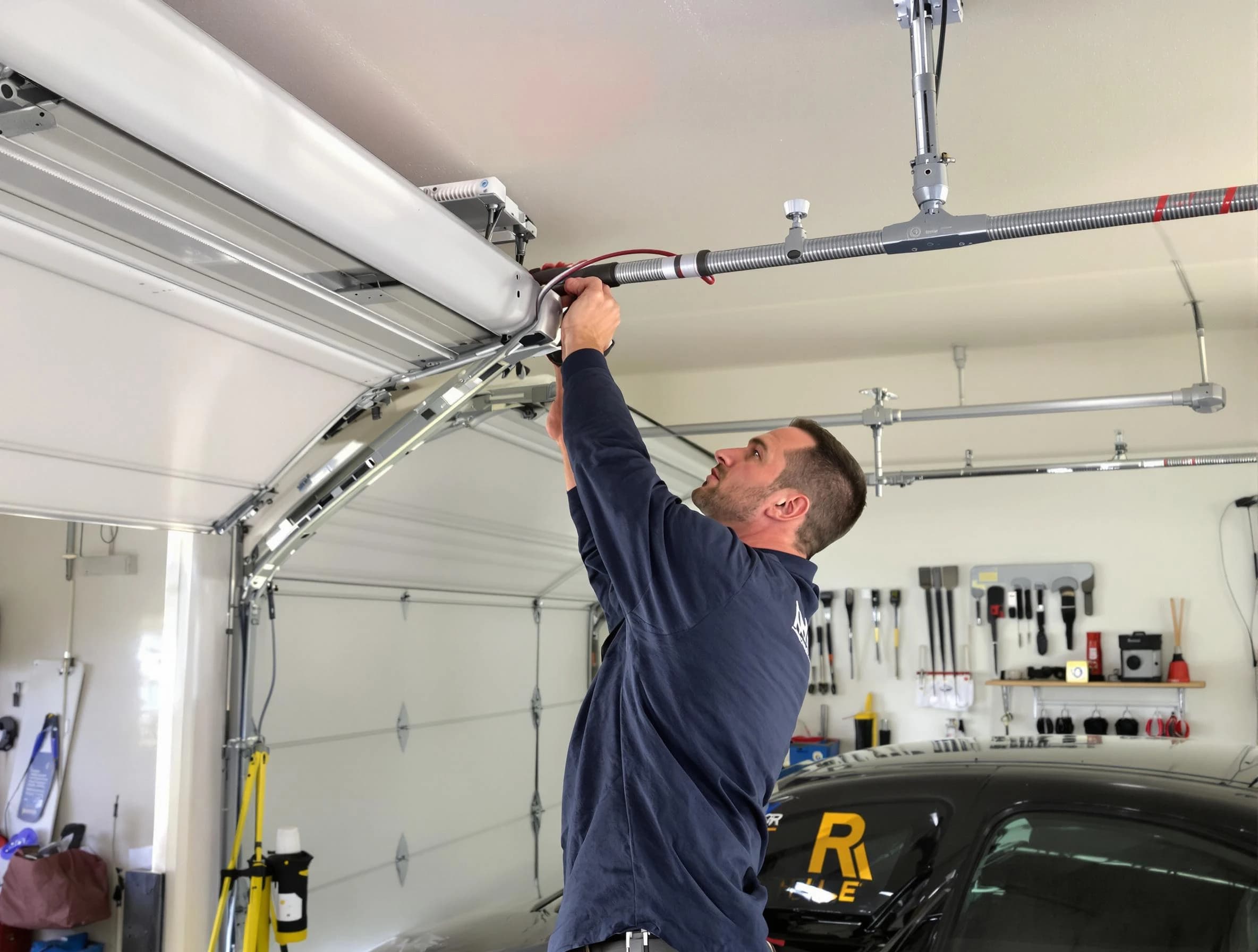 Cecil Garage Door Repair technician performing garage door cable repair in Cecil