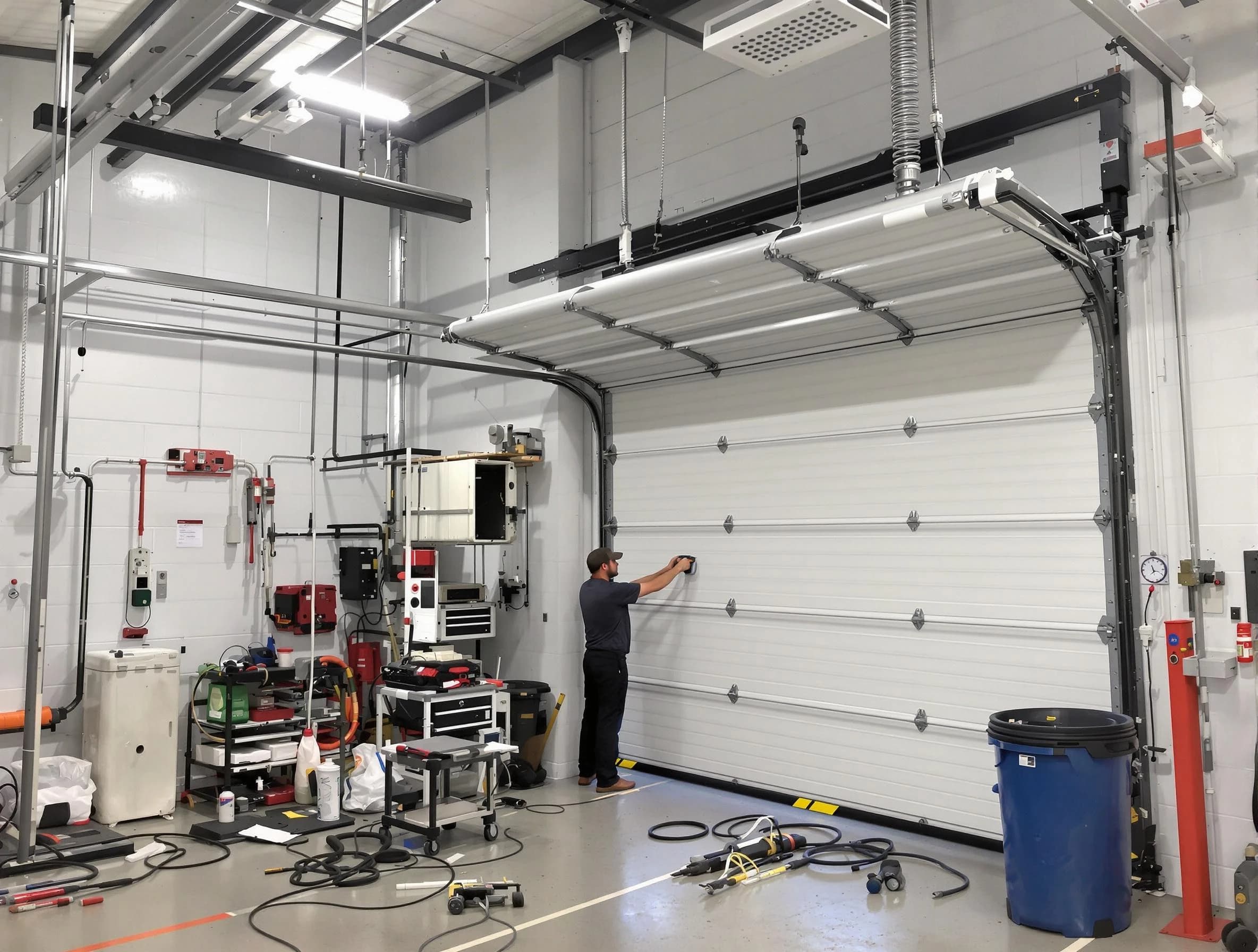 Cecil Garage Door Repair certified technician performing commercial door repair at a Cecil business facility