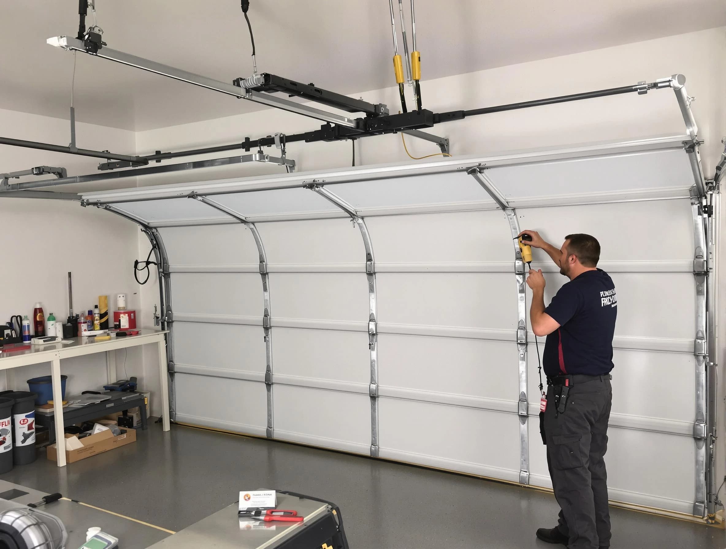Cecil Garage Door Repair certified technician performing overhead door system repair in Cecil