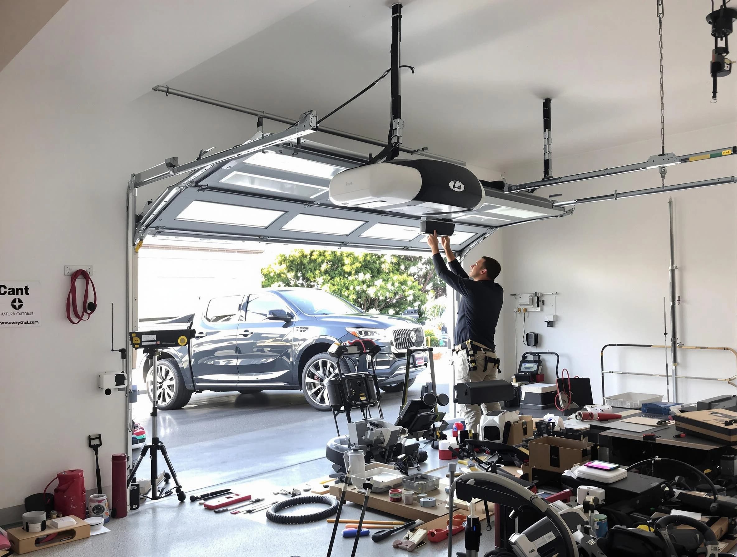 Cecil Garage Door Repair specialist installing smart garage door opener system in Cecil home
