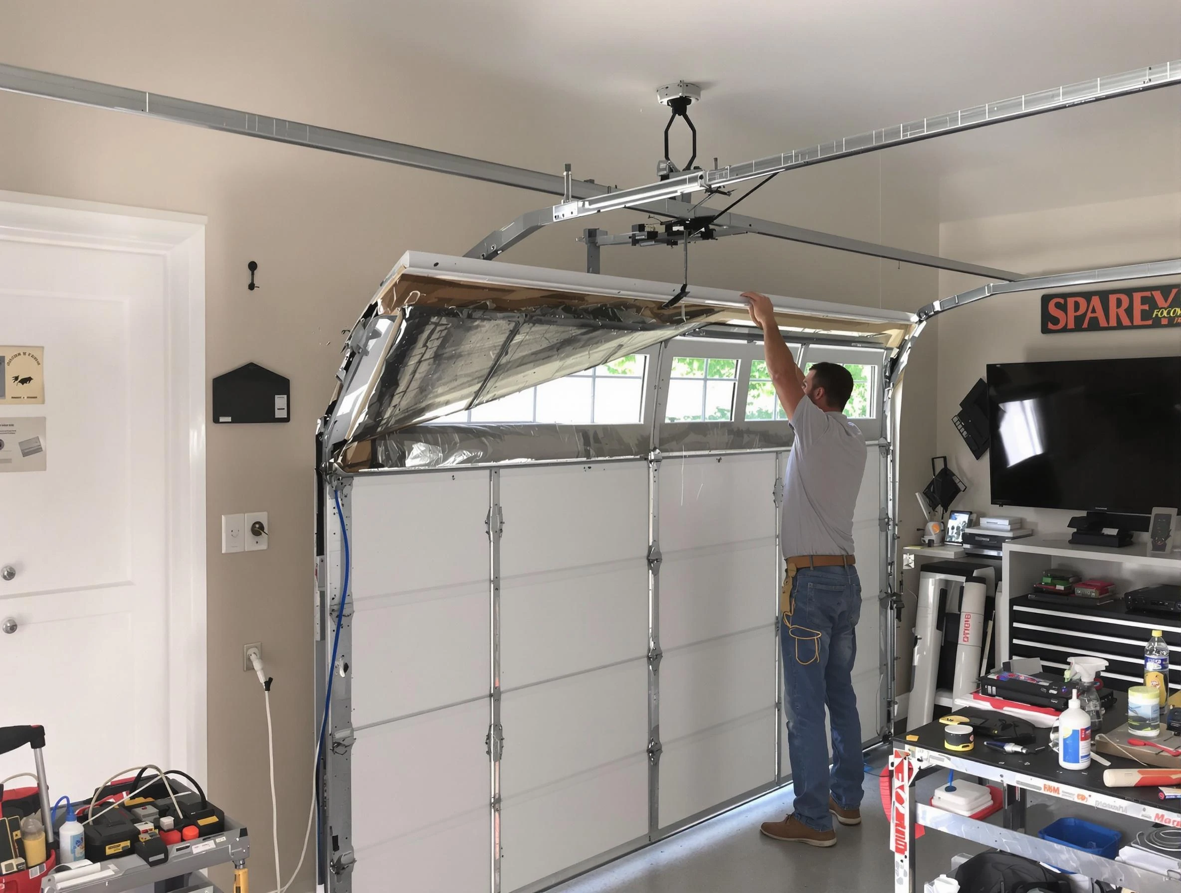 Garage door section replacement by Cecil Garage Door Repair in Cecil